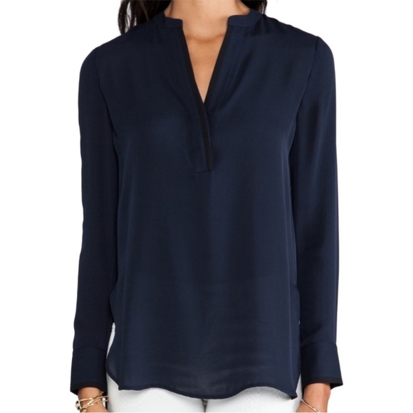 Vince Tops - Vince Silk Tipped Contrast Long Sleeve Blouse- size 2- NWT